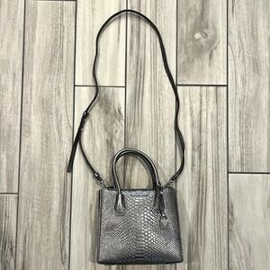 Michael Kors MERCER Metallic Messenger Snakeskin Leather Crossbody Bag Purse